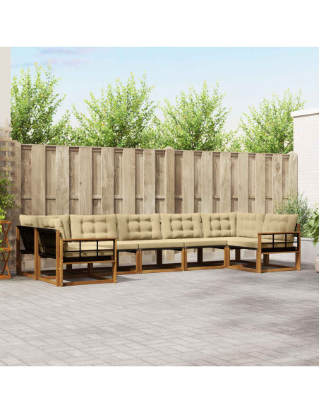 Set di divani con cuscino 7 pcs Naturale e Beige