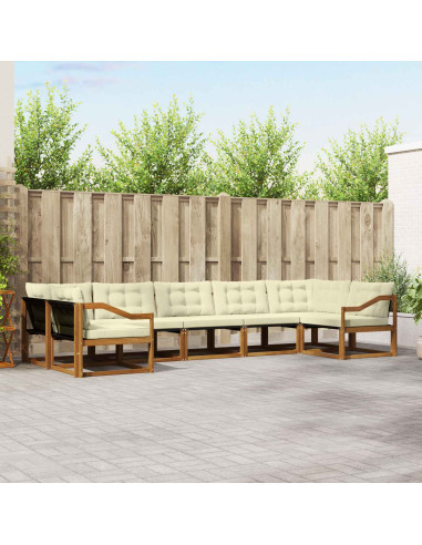 Set di divani con cuscino 7 pcs Naturale e Crema