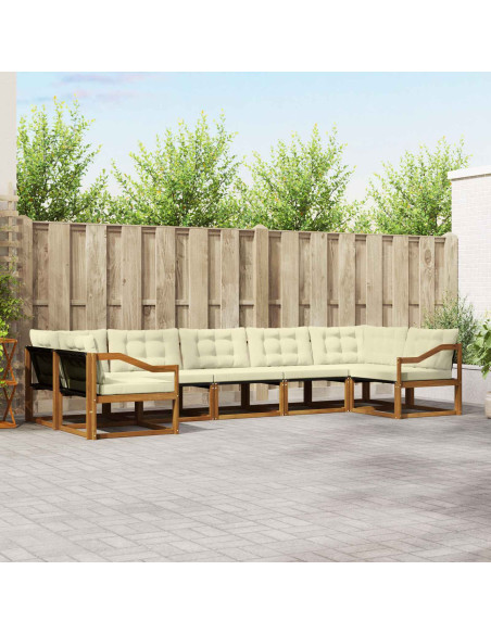 Set di divani con cuscino 7 pcs Naturale e Crema