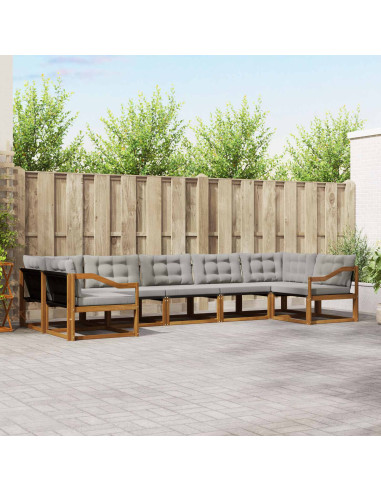 Set di divani con cuscino 7 pcs Grigio Naturale e Chiaro