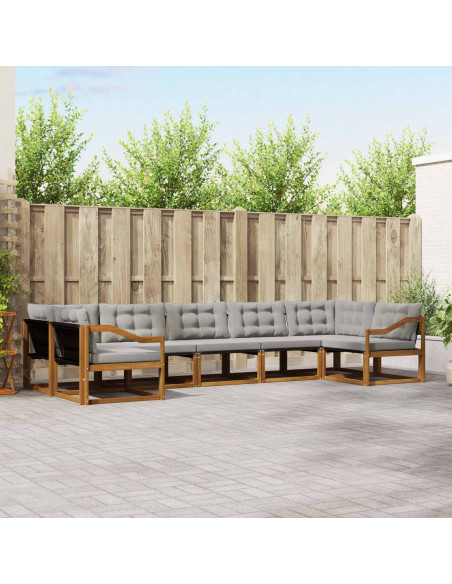 Set di divani con cuscino 7 pcs Grigio Naturale e Chiaro