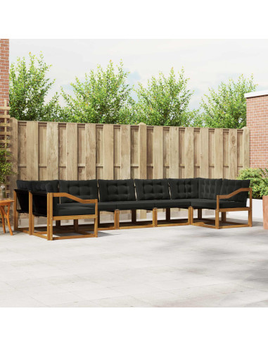 Set di divani con cuscino 7 pcs Naturale e Nero