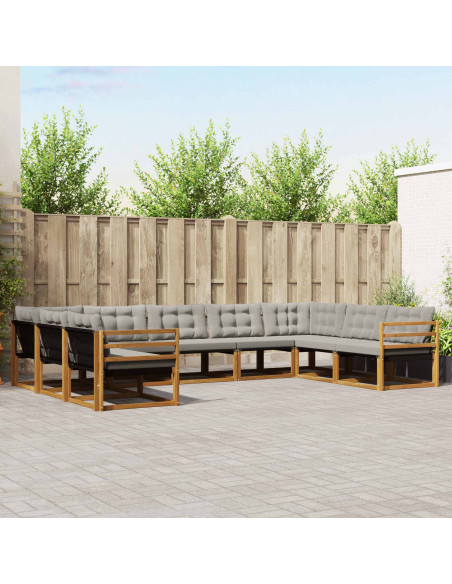 Set di divani con cuscino 9 pcs Grigio Naturale e Chiaro