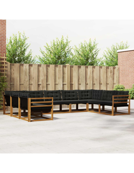 Set di divani con cuscino 9 pcs Naturale e Nero