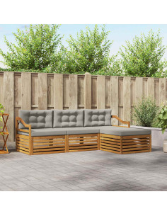 Set di divani con cuscino 4 pcs Grigio Naturale e Chiaro