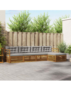 Set di divani con cuscino 5 pcs Grigio Naturale e Chiaro