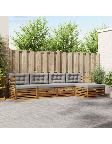 Set di divani con cuscino 5 pcs Grigio Naturale e Chiaro