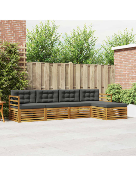 Set di divani con cuscino 5 pcs Naturale e Antracite