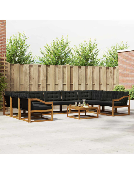 Set di divani con cuscino 10 pcs Naturale e Nero