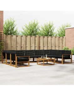 Set di divani con cuscino 10 pcs Naturale e Nero