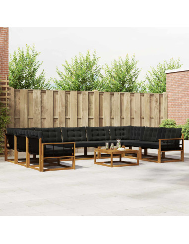 Set di divani con cuscino 10 pcs Naturale e Nero