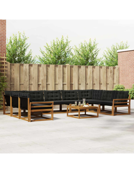 Set di divani con cuscino 10 pcs Naturale e Nero