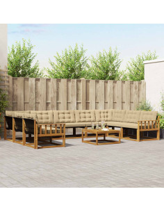 Set di divani con cuscino 10 pcs Naturale e Beige