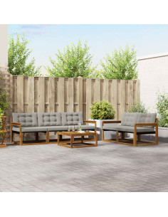 Set di divani con cuscino 6 pcs Grigio Naturale e Chiaro