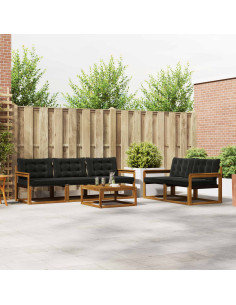 Set di divani con cuscino 6 pcs Naturale e Nero