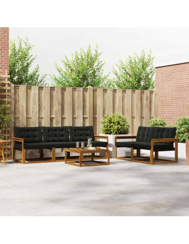 Set di divani con cuscino 6 pcs Naturale e Nero