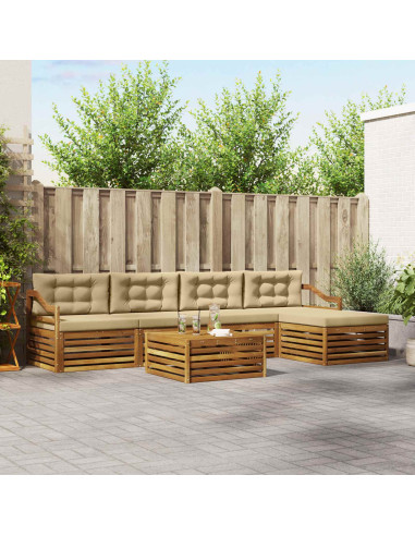 Set di divani con cuscino 6 pcs Naturale e Beige