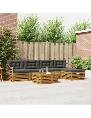 Set di divani con cuscino 6 pcs Naturale e Antracite