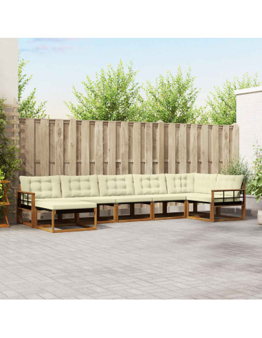 Set di divani 21 pcs Naturale e Crema Legno di Acacia Massello