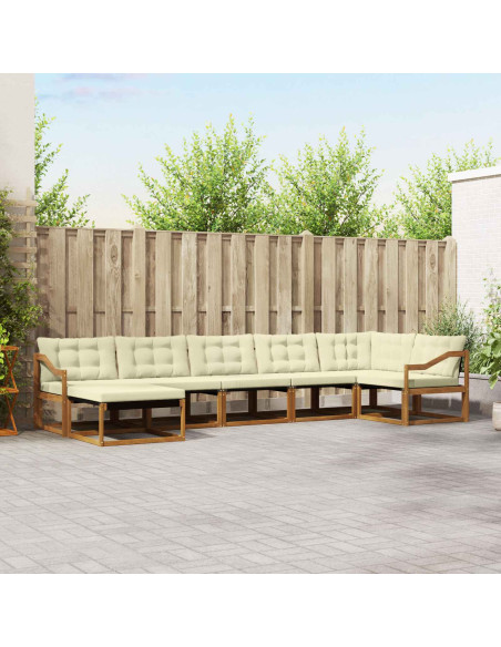 Set di divani 21 pcs Naturale e Crema Legno di Acacia Massello