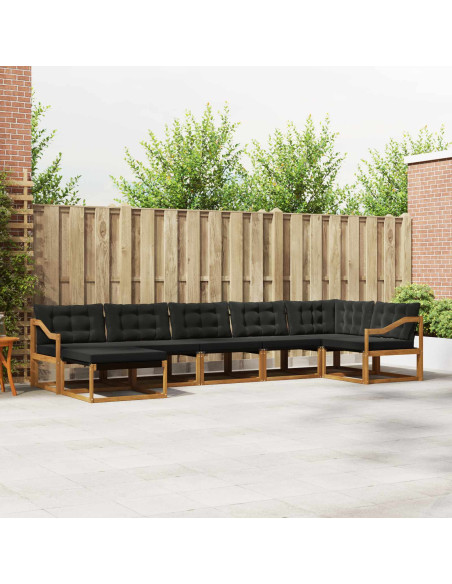 Set di divani 21 pcs Naturale e Nero Legno di Acacia Massello