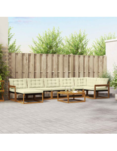 Set di divani 22 pcs Naturale e Crema Legno di Acacia Massello