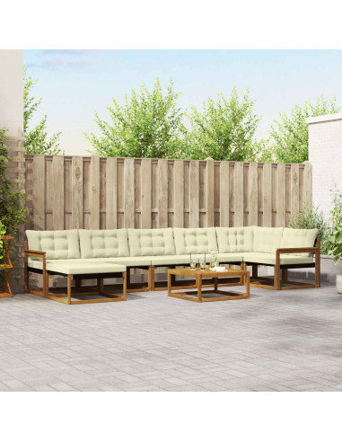 Set di divani 22 pcs Naturale e Crema Legno di Acacia Massello