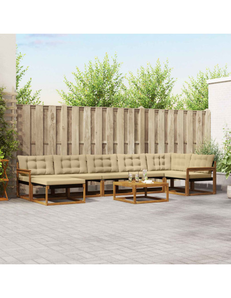 Set di divani 22 pcs Naturale e Beige Legno di Acacia Massello