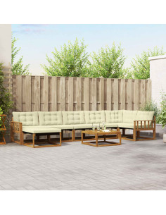 Set di divani 22 pcs Naturale e Crema Legno di Acacia Massello