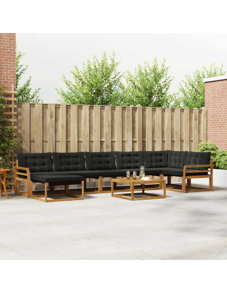 Set di divani 22 pcs Naturale e Nero Legno di Acacia Massello