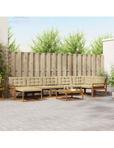 Set di divani 22 pcs Naturale e Beige Legno di Acacia Massello