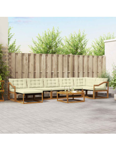 Set di divani 22 pcs Naturale e Crema Legno di Acacia Massello