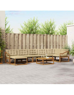 Set di divani 22 pcs Naturale e Beige Legno di Acacia Massello