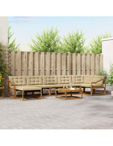 Set di divani 22 pcs Naturale e Beige Legno di Acacia Massello