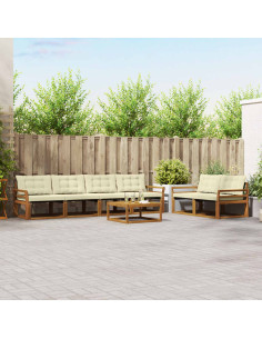 Set di divani con cuscino 7 pcs Naturale e Crema