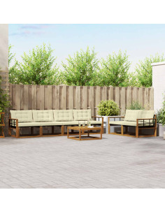 Set di divani con cuscino 7 pcs Naturale e Crema