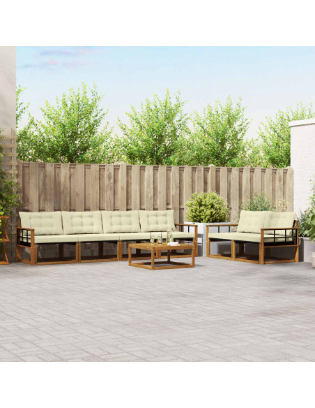 Set di divani con cuscino 7 pcs Naturale e Crema