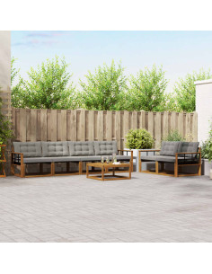 Set di divani con cuscino 7 pcs Grigio Naturale e Chiaro