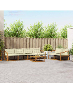 Set di divani con cuscino 7 pcs Naturale e Crema