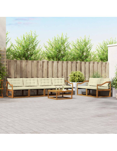 Set di divani con cuscino 7 pcs Naturale e Crema