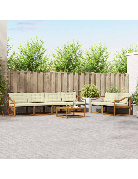 Set di divani con cuscino 7 pcs Naturale e Crema
