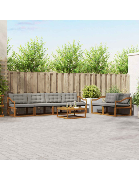 Set di divani con cuscino 7 pcs Grigio Naturale e Chiaro