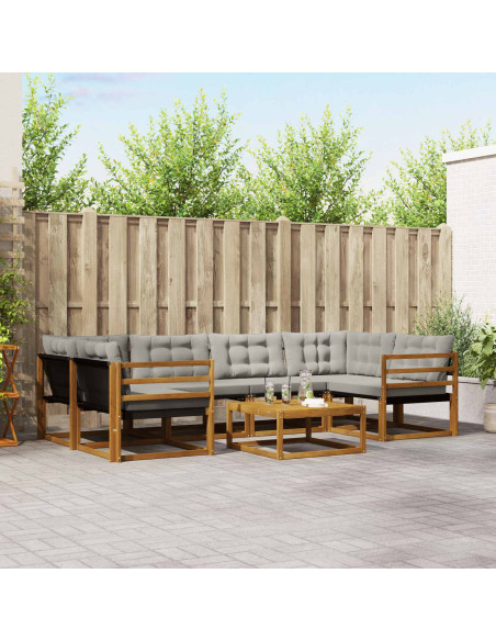 Set di divani con cuscino 7 pcs Grigio Naturale e Chiaro