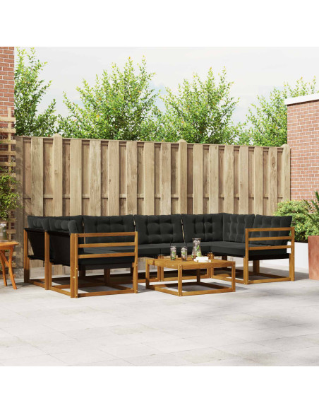 Set di divani con cuscino 7 pcs Naturale e Nero