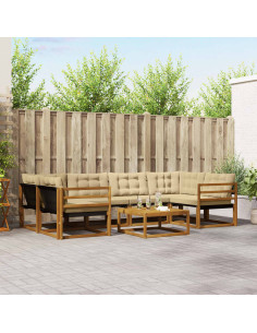 Set di divani con cuscino 7 pcs Naturale e Beige