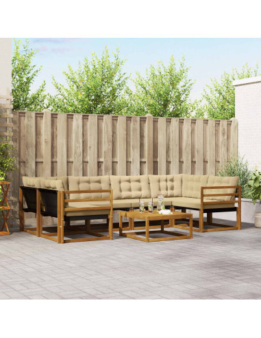 Set di divani con cuscino 7 pcs Naturale e Beige