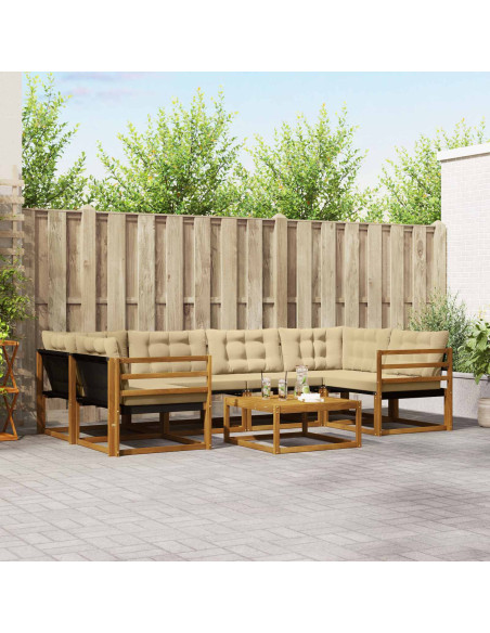 Set di divani con cuscino 7 pcs Naturale e Beige