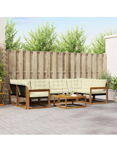 Set di divani con cuscino 7 pcs Naturale e Crema