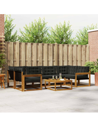 Set di divani con cuscino 7 pcs Naturale e Nero