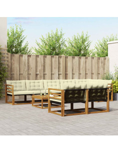 Set di divani con cuscino 9 pcs Naturale e Crema